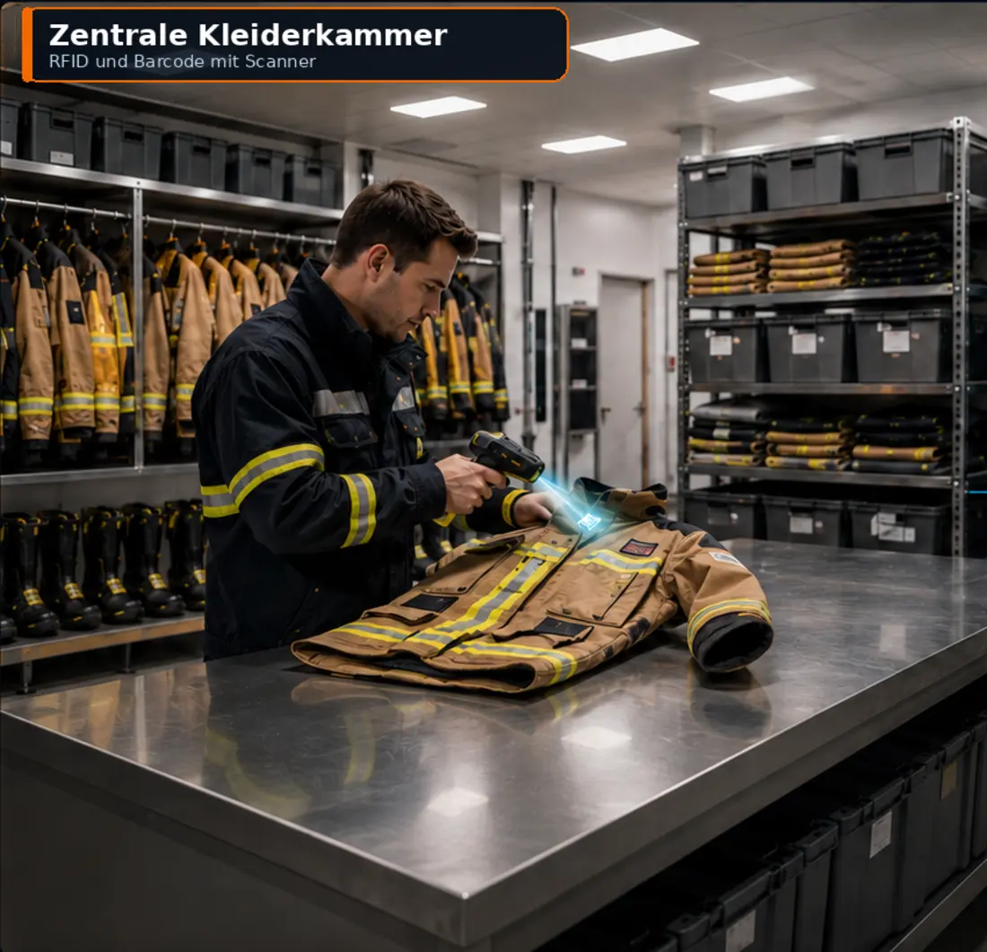 Zentrale Kleiderkammer: RFID und Barcode mit Scanner